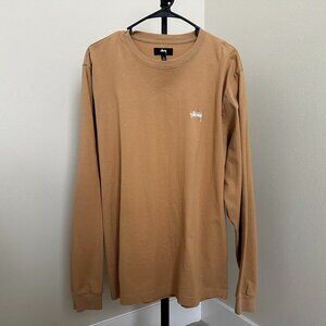 STÜSSY Basic LS Tee Pigment Dyed in Tan Size L